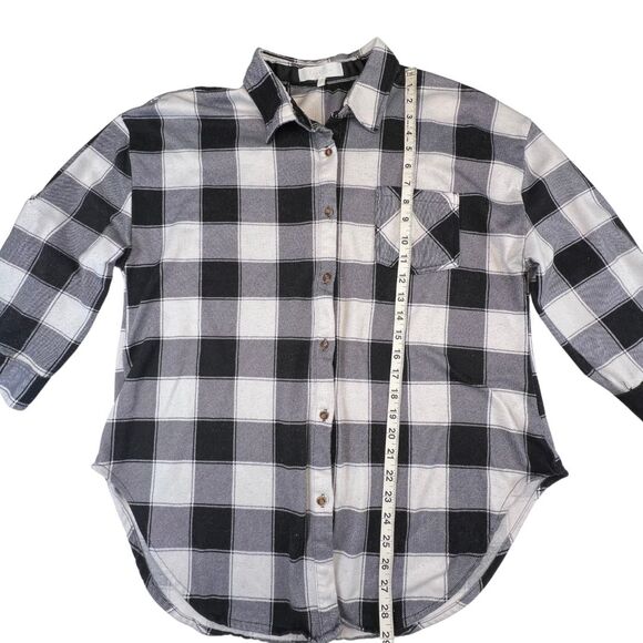 Eden & Olivia Button Down Shirt XL White Buffalo Plaid Soft Grunge Modern Top - Picture 4 of 10